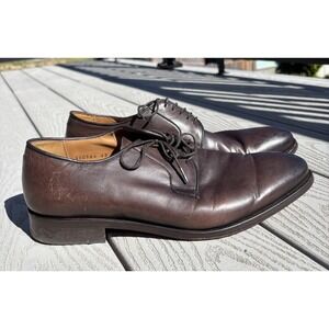Antonio Maurizi Mens Leather Dark Brown Oxford Dress Shoes Size 10